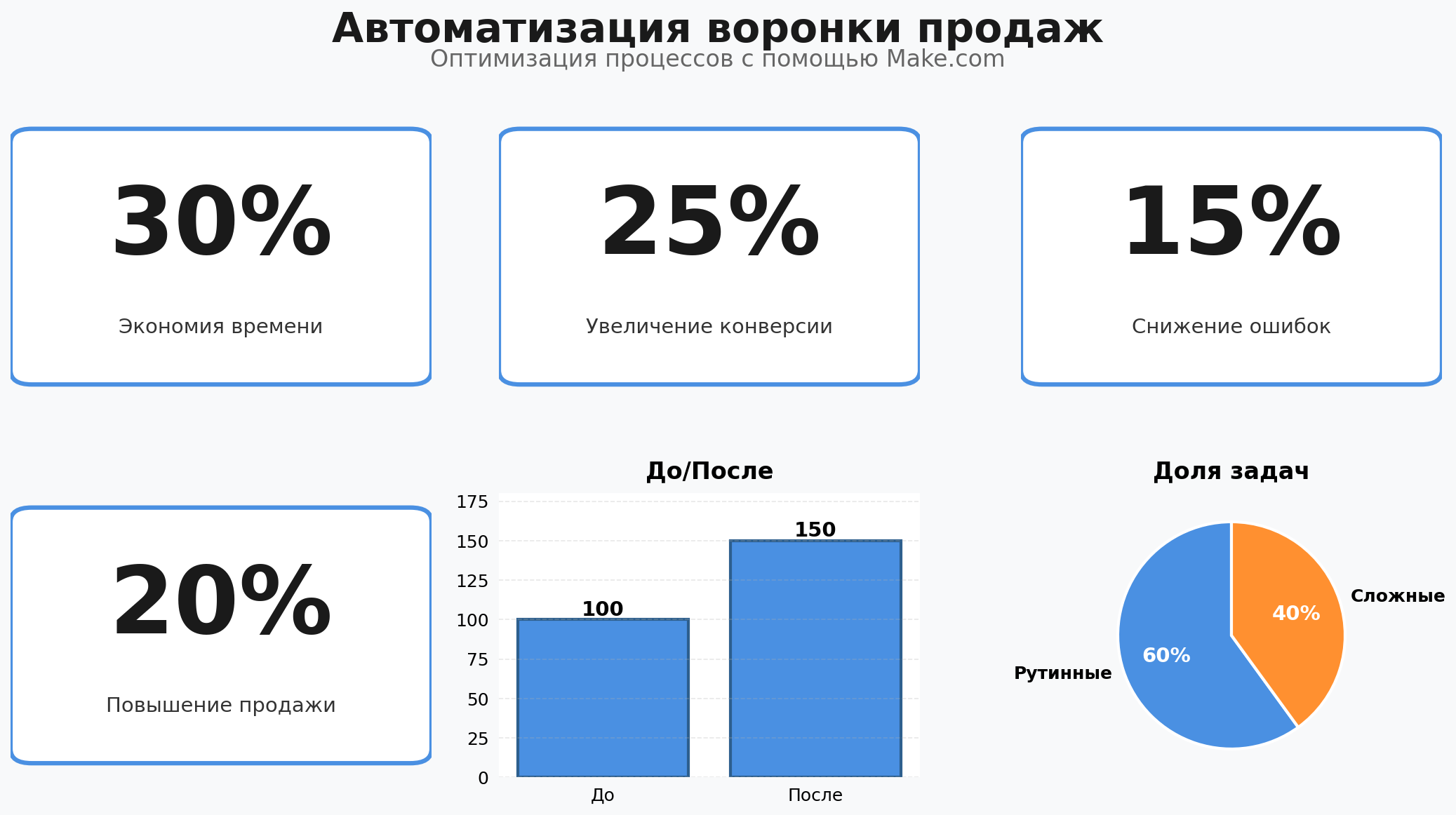 Data Visualization: Автоматизация воронки продаж. Элементов: 6. Автор: Marina Pogodina