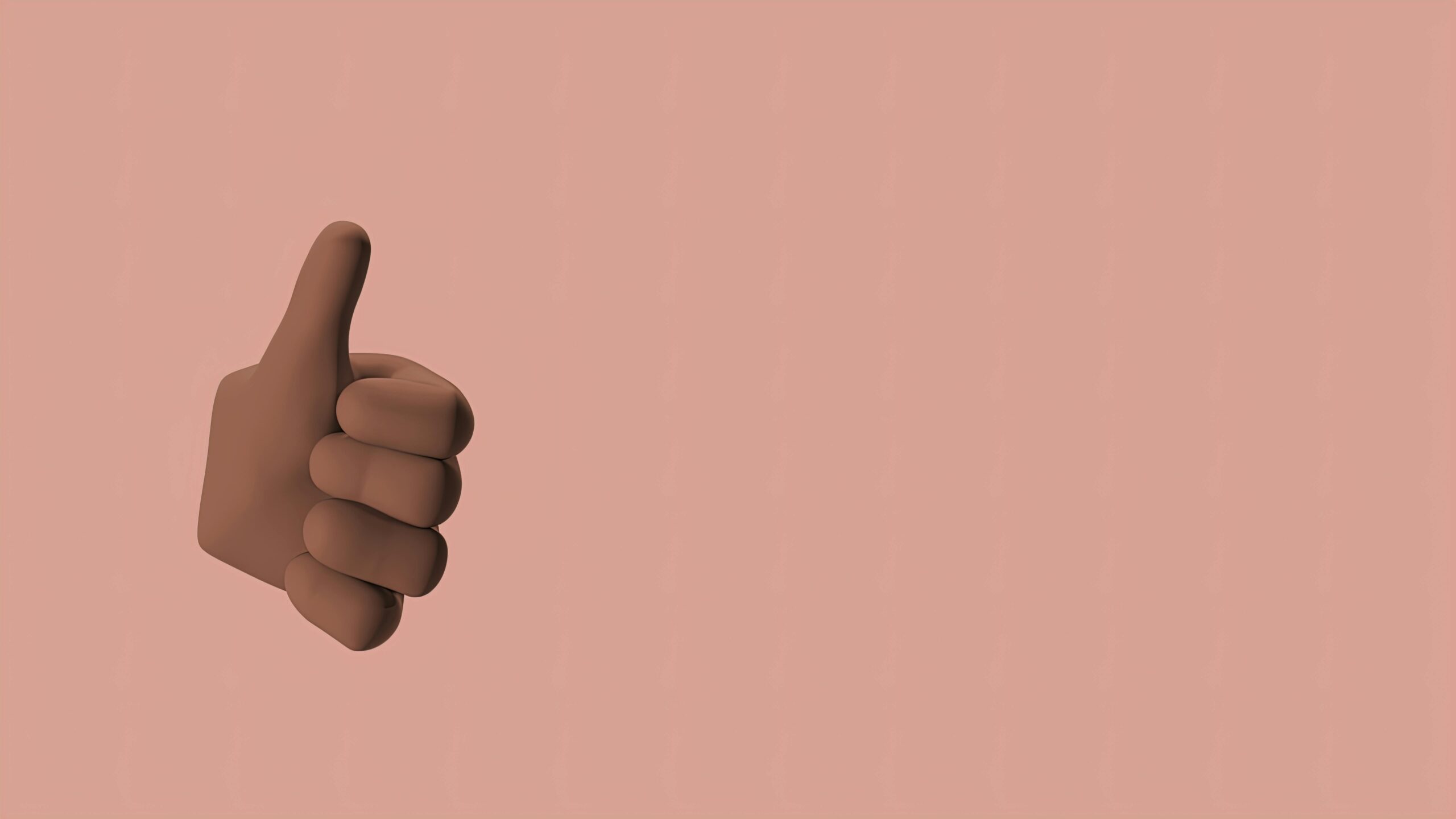 3D illustration of a hand giving a thumbs up on a pastel pink background. Символ простой и честной оценки окупаемости контент-завода.