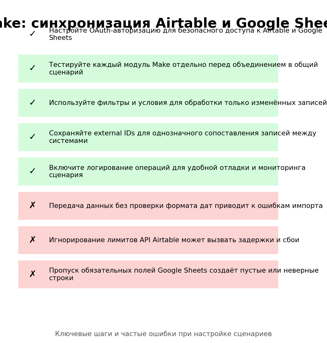 Make: синхронизация Airtable и Google Sheets. Автор: Marina Pogodina