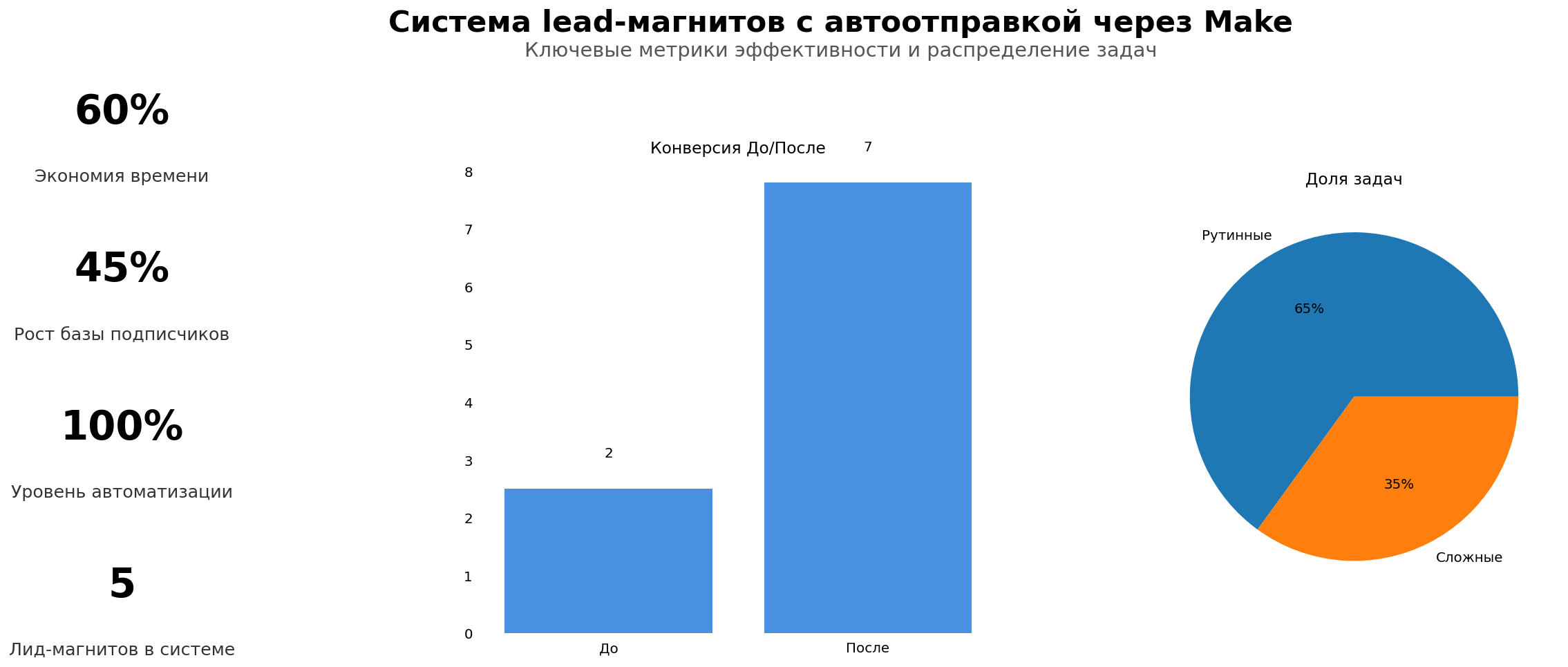 Data Visualization: Система lead-магнитов с автоотправкой через Make. Элементов: 6. Автор: Marina Pogodina, подпись: Инфографика: Система lead-магнитов с автоотправкой через Make