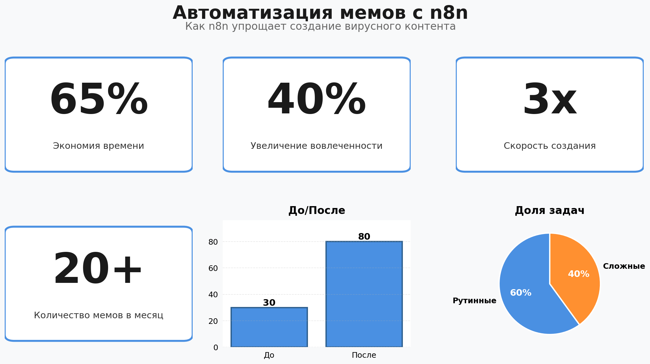 Data Visualization: Автоматизация мемов с n8n. Элементов: 6. Автор: Marina Pogodina