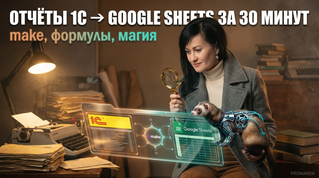 Отчёты 1С в Google Sheets через Make: настройка за 30 минут