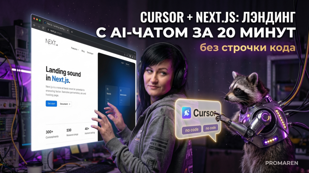 Cursor и Next.js: лэндинг с AI-чатом за 20 минут без кода