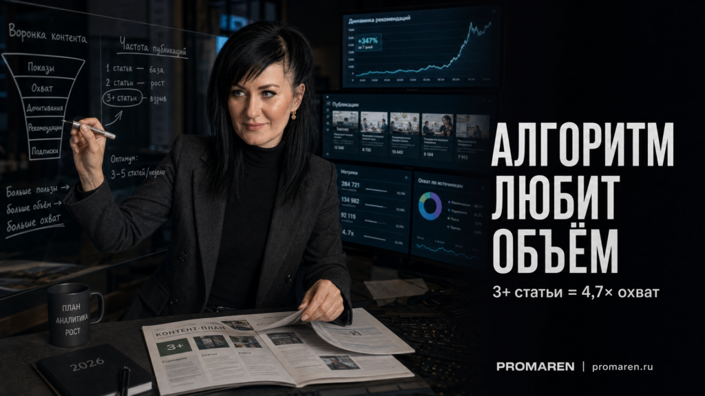 Алгоритмы Дзена в 2026: 3 статьи в неделю против 1