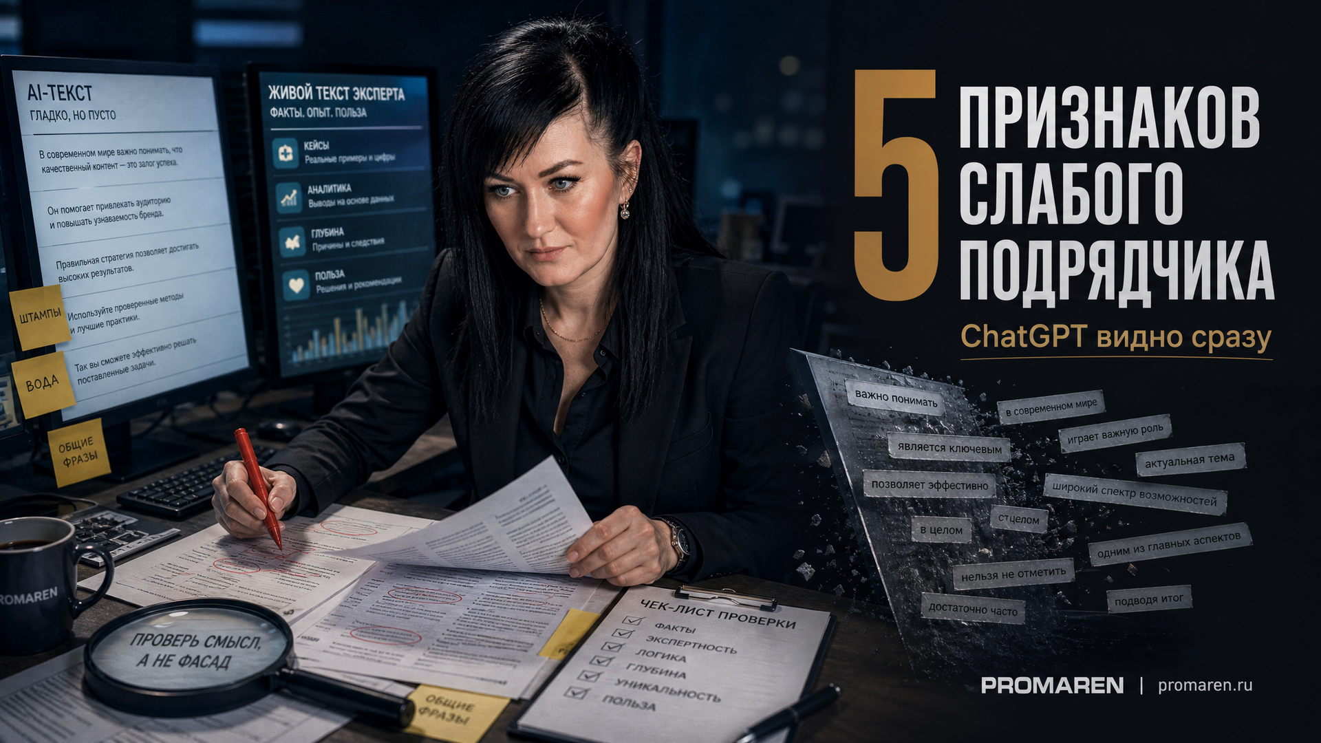 Проверить ChatGPT-текст: 5 признаков слабого подрядчика