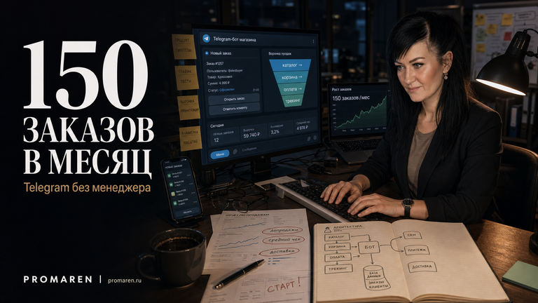 Бот-продавец в Telegram: 150 заказов в месяц без штата